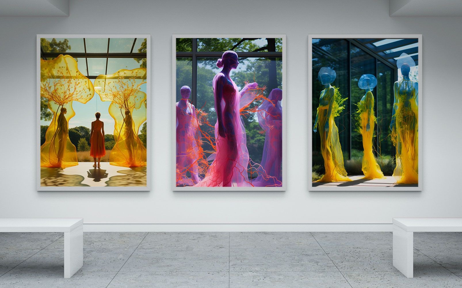 art gallery with ai generated photo on biophilia