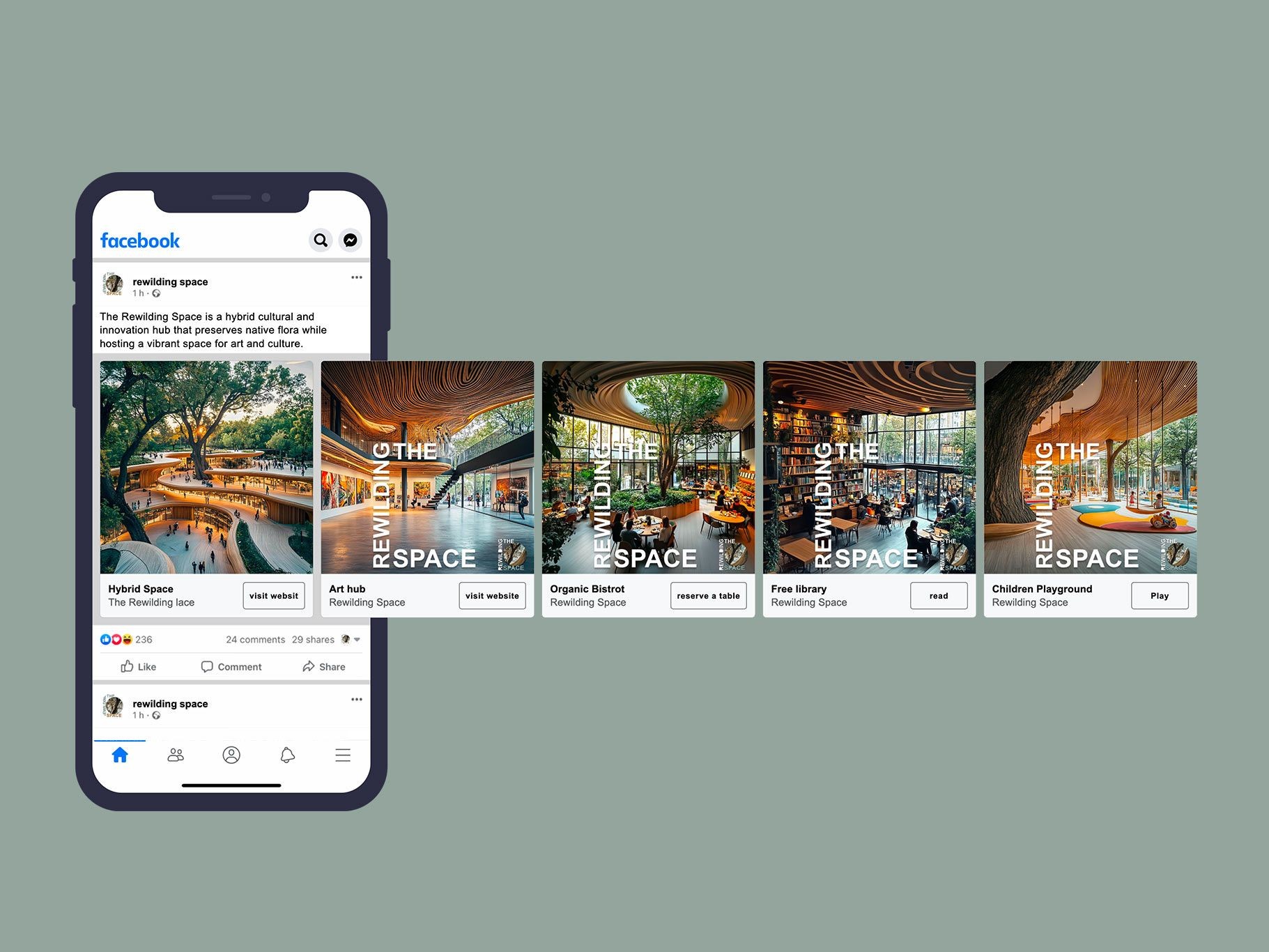 uno smart phone con la scheramata dell'account  Rewilding place