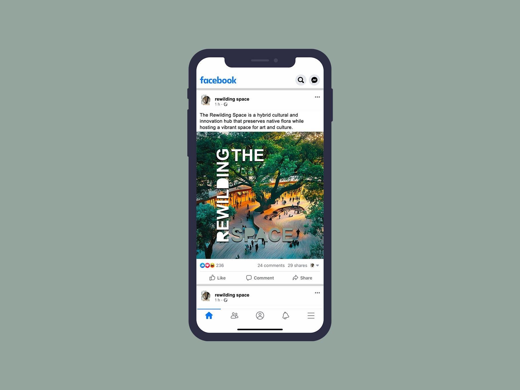 uno smart phone con la scheramata dell'account facebook